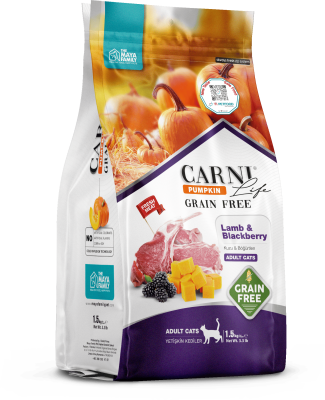 Carni Life Pumpkin Adult Tahılsız Kuzu Etli & Böğürtlenli Yetişkin Kedi Maması - 1